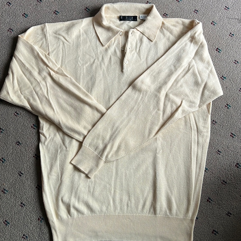 TSE mens polo style silk cashmere mens medium